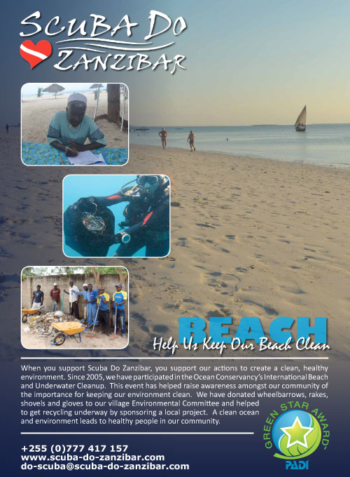 Scuba Do Zanzibar Poster Keep Our Beaches Clean - click to download