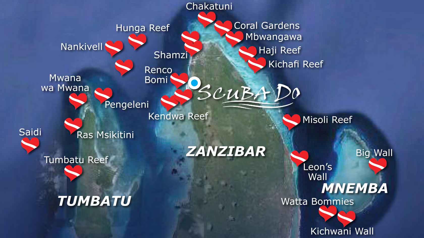 Map of Scuba Do Zanzibar's Dive Sites