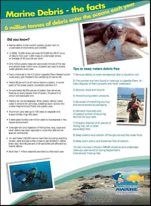 Project AWARE Marine Debris Fact Sheet - click to download