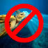 What NOT to do: image of turtle eating a plastic bag floating in the ocean - don't litter